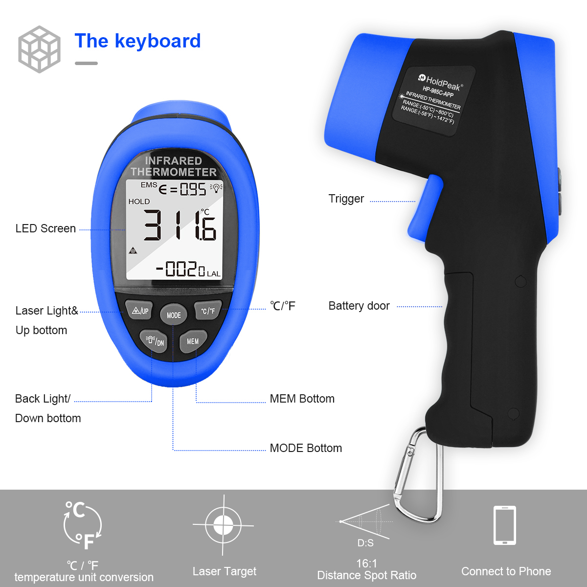 Thermomètre infrarouge HoldPea - Industrial Laser Temperature avis et prix